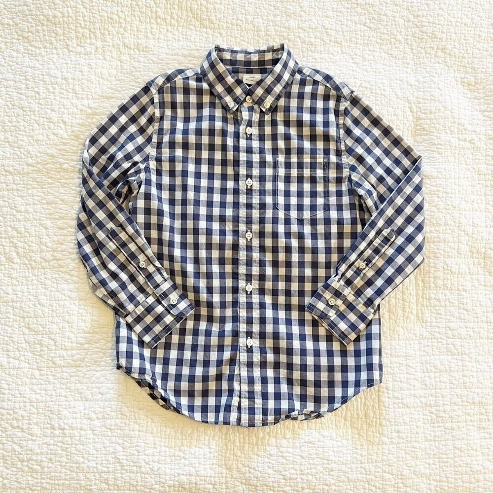 Crewcuts Button Down Shirt In Navy Gingham